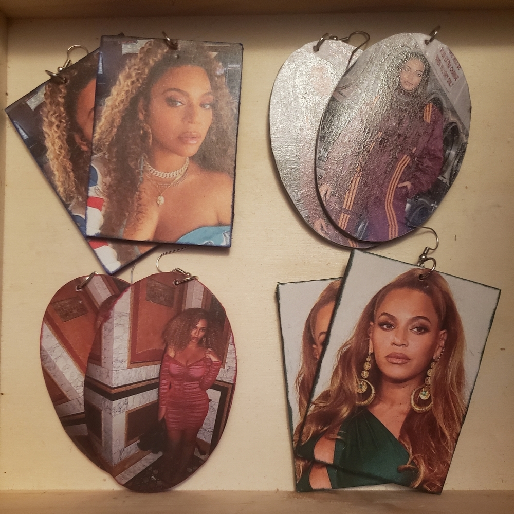 Beyonce Wooden Photo Earrings